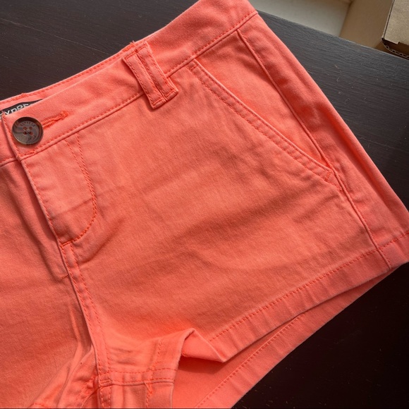 Express neon salmon pink khaki chino short sz 0 NEW - Picture 6 of 9